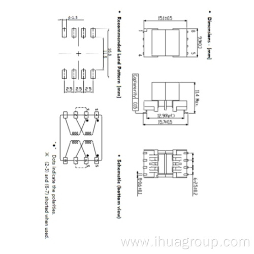 EP 10 SMD high voltage power Pulse Transformer